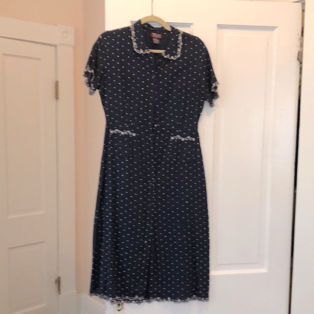 Retro 90's Rayon Navy Blue Dress by Ecote